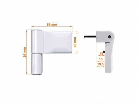 Петля дверная ELEMENTIS серия IQ Mini 16-19 мм, Белый RAL9016