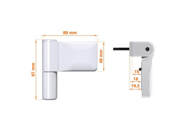 Петля дверная ELEMENTIS серия IQ Mini 16-19 мм, Белый RAL9016