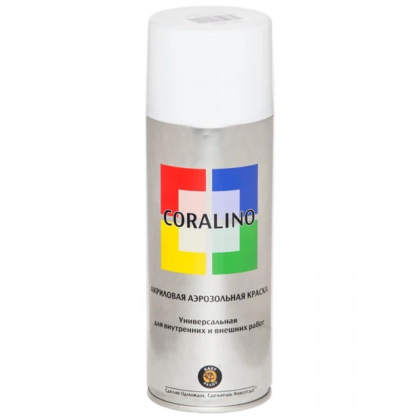 Краска аэрозольная CORALINO, белый глянцевый, RAL9003, 520 мл
