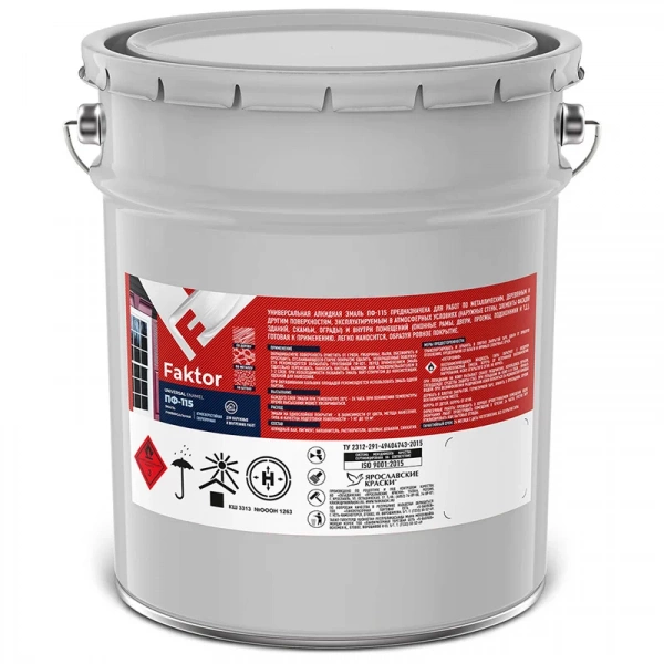 Эмаль FAKTOR ПФ-115 зелёная полуматовая, барабан 20 кг