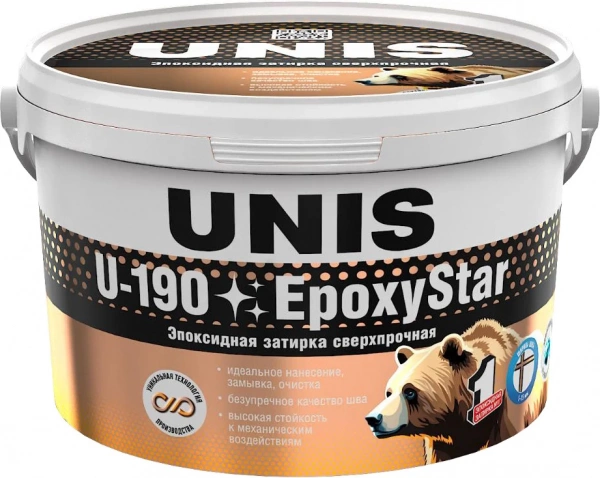 Затирка эпоксидная сверхпрочная U-190 EPOXY STAR 1-15 мм, 103 пурпурно-белый, 2 кг, ЮНИС