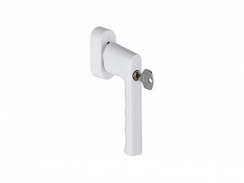 Ручка оконная алюминиевая с ключом HOPPE Hamburg SecuForte , штифт vario fit 32-42 мм, 45°, 2 винта М5х45,  2 винта М5х50, белый