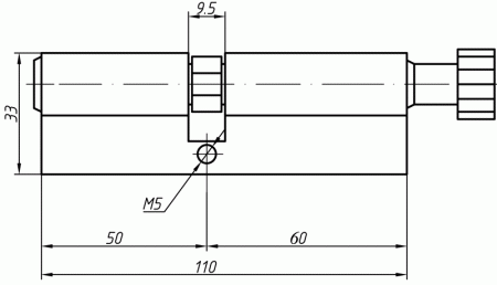 Цилиндр профильный MAXBAR с круглой ручкой 60 (ручка C)/50 (ключ),никелированный