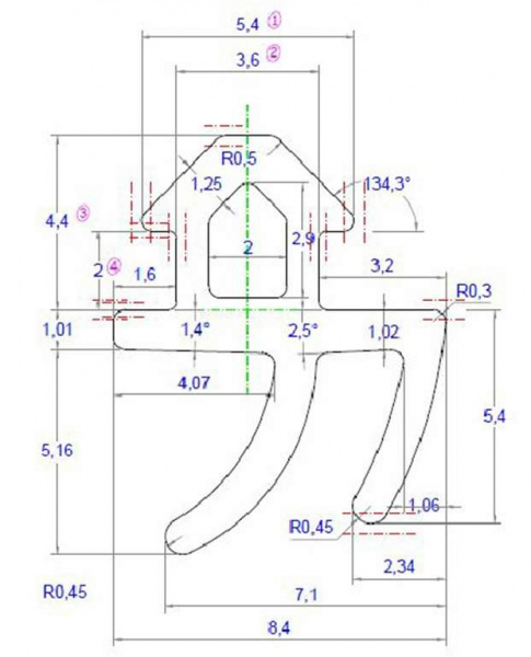 (SCLRH02S) Уплотнитель для профиля REHAU 952 (рама, створка), EPDM, чёрный