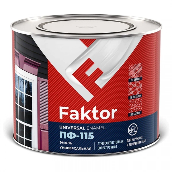 Эмаль FAKTOR ПФ-115 коричневая полуматовая, банка 1,9 кг