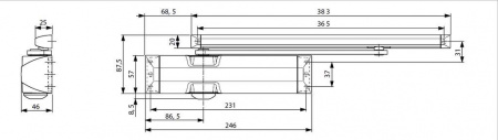 Доводчик dormakaba  TS-90 Impulse EN3/4, Белый RAL9016 с тягой