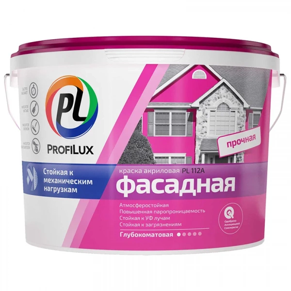 Краска акриловая ProfiLux PL-112А ФАСАДНАЯ морозостойкая база 1/А, 14кг